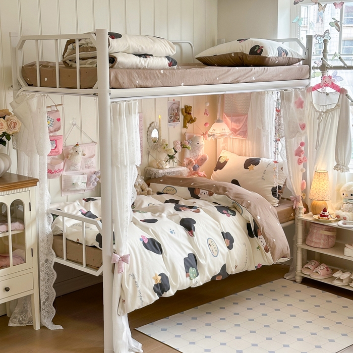 91家纺网 家纺一手货源 找家纺 Sweet dreams甜梦 2025新款学生床全棉纯棉三套件学生三件套宿舍三件套上下铺三件套 蘑菇小狗