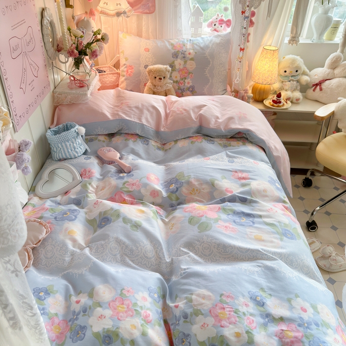 91家纺网 家纺一手货源 找家纺 Sweet dreams甜梦 2025新款学生床全棉纯棉三套件学生三件套宿舍三件套上下铺三件套 花季