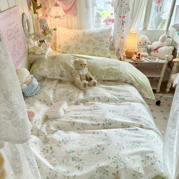 91家纺网 家纺一手货源 找家纺 Sweet dreams甜梦 2025新款学生床全棉纯棉三套件学生三件套宿舍三件套上下铺三件套 田园小兔