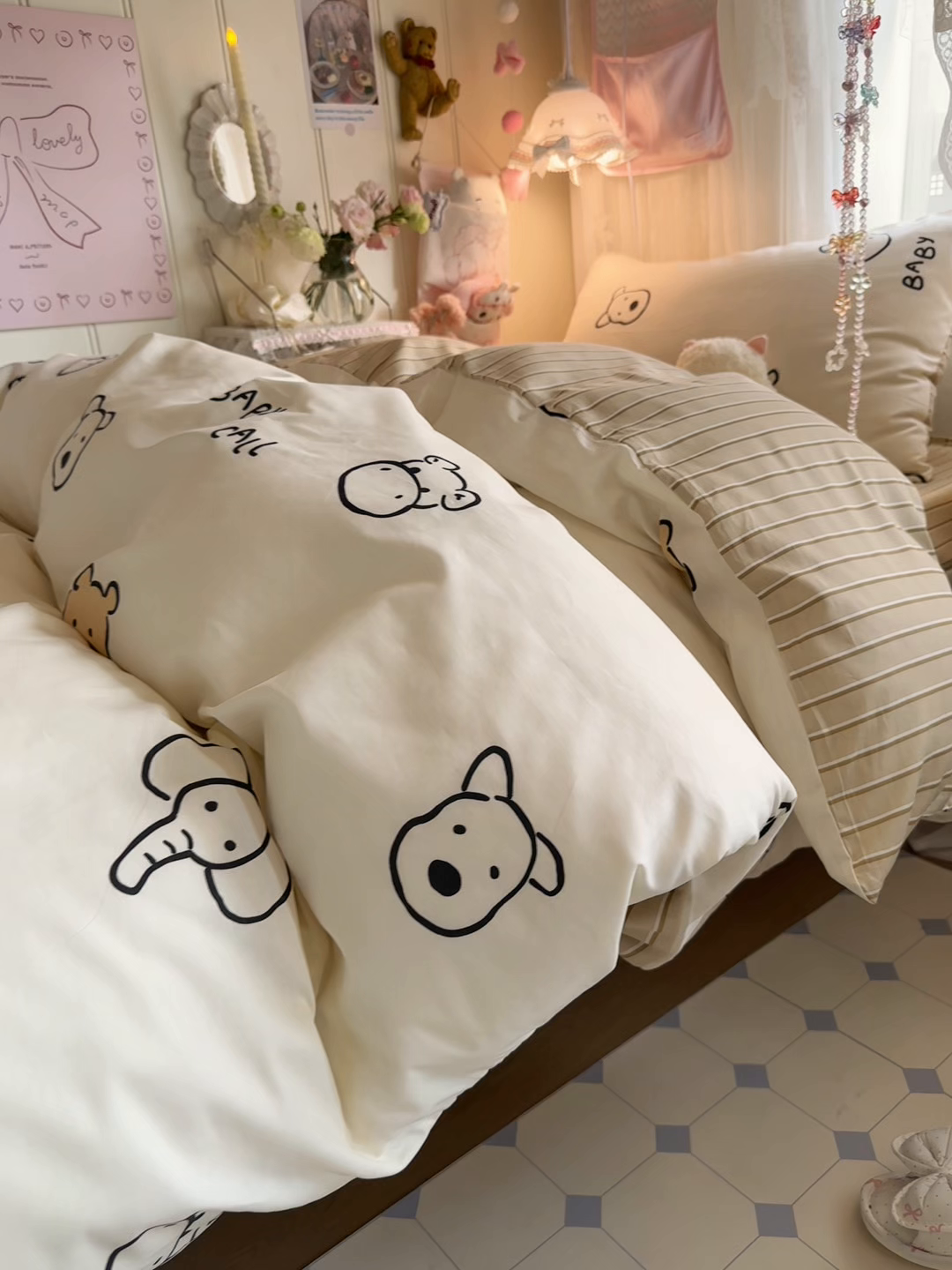 91家纺网 家纺一手货源 找家纺 Sweet dreams甜梦 2025新款学生床全棉纯棉三套件学生三件套宿舍三件套上下铺三件套 小象与熊