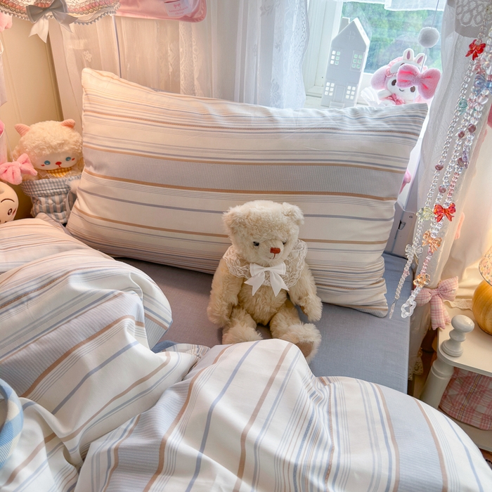 91家纺网 家纺一手货源 找家纺 Sweet dreams甜梦 2025新款学生床全棉纯棉三套件学生三件套宿舍三件套上下铺三件套 时尚条纹