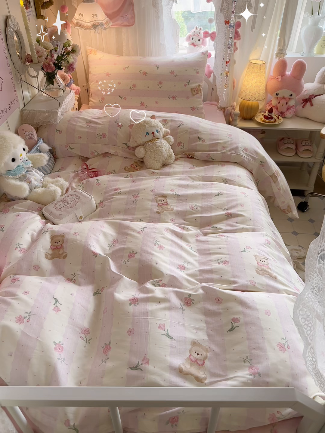 91家纺网 家纺一手货源 找家纺 Sweet dreams甜梦 2025新款学生床全棉纯棉三套件学生三件套宿舍三件套上下铺三件套 花花小熊