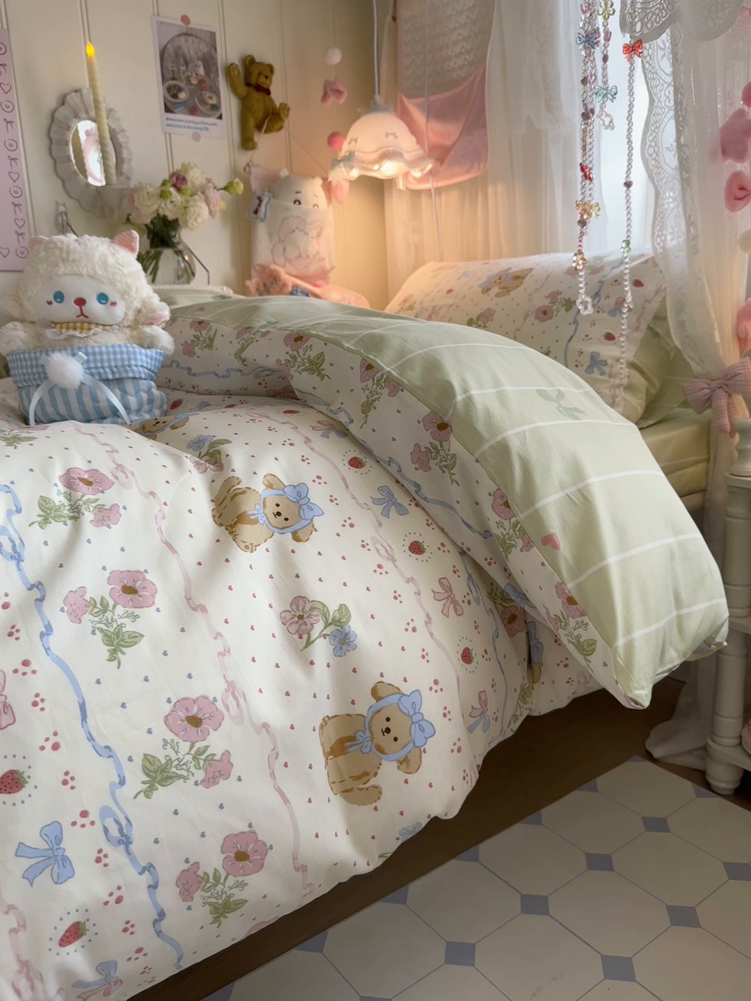 91家纺网 家纺一手货源 找家纺 Sweet dreams甜梦 2025新款学生床全棉纯棉三套件学生三件套宿舍三件套上下铺三件套 花花小狗