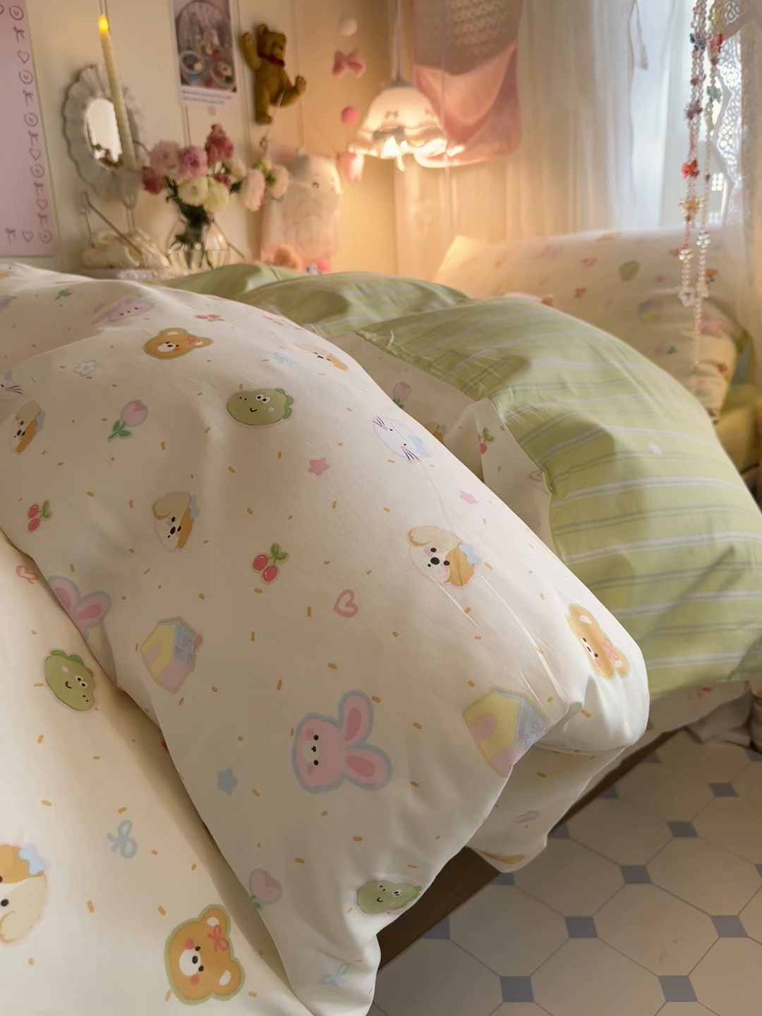 91家纺网 家纺一手货源 找家纺 Sweet dreams甜梦 2025新款学生床全棉纯棉三套件学生三件套宿舍三件套上下铺三件套 春日记忆