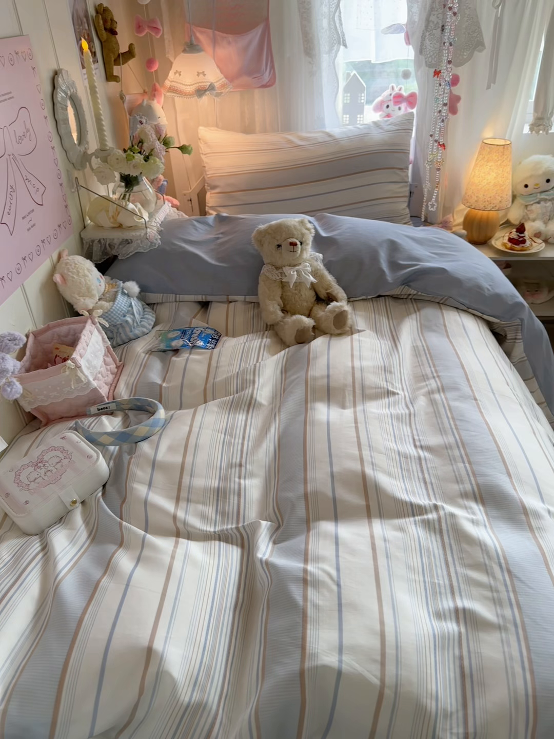 91家纺网 家纺一手货源 找家纺 Sweet dreams甜梦 2025新款学生床全棉纯棉三套件学生三件套宿舍三件套上下铺三件套 时尚条纹