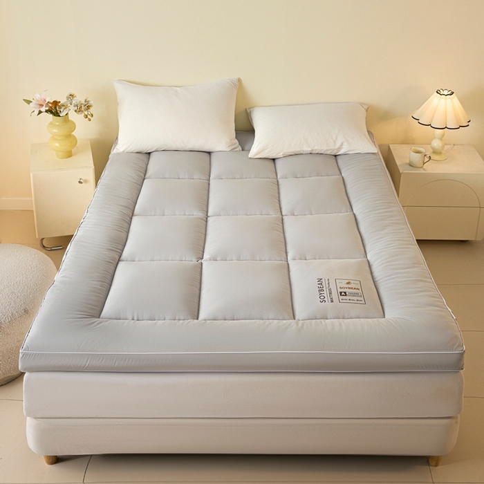 曼尼家纺 2025新款A类水洗棉8厘米立体床褥床垫 浅灰