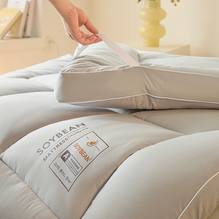 91家纺网 家纺一手货源 找家纺 曼尼家纺 2025新款A类水洗棉8厘米立体床褥床垫 浅灰