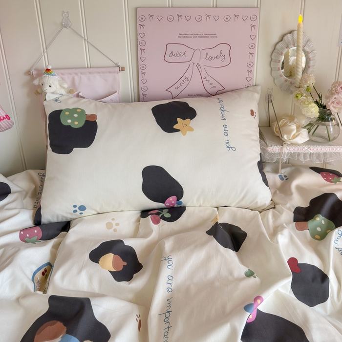 91家纺网 家纺一手货源 找家纺 Sweet dreams甜梦 2025新款学生床全棉纯棉三套件学生三件套宿舍三件套上下铺三件套 蘑菇小狗