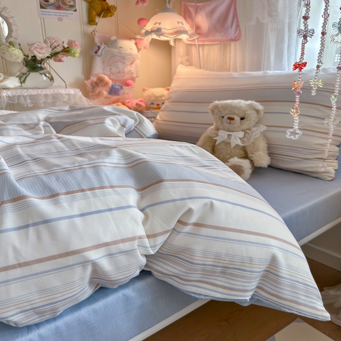 91家纺网 家纺一手货源 找家纺 Sweet dreams甜梦 2025新款学生床全棉纯棉三套件学生三件套宿舍三件套上下铺三件套 时尚条纹