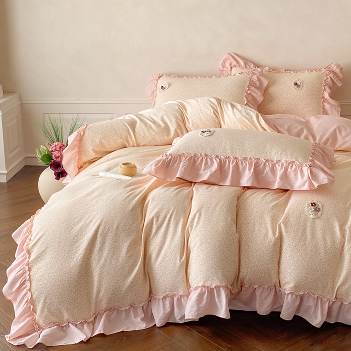 91家纺网 家纺一手货源 找家纺 （总）梦舒羽2025新款波点花边四件套-宁静花园