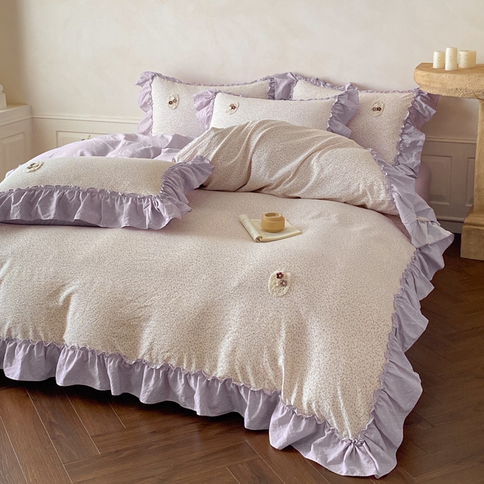 91家纺网 家纺一手货源 找家纺 （总）梦舒羽2025新款波点花边四件套-宁静花园