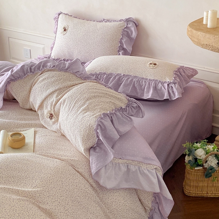 91家纺网 家纺一手货源 找家纺 （总）梦舒羽2025新款波点花边四件套-宁静花园