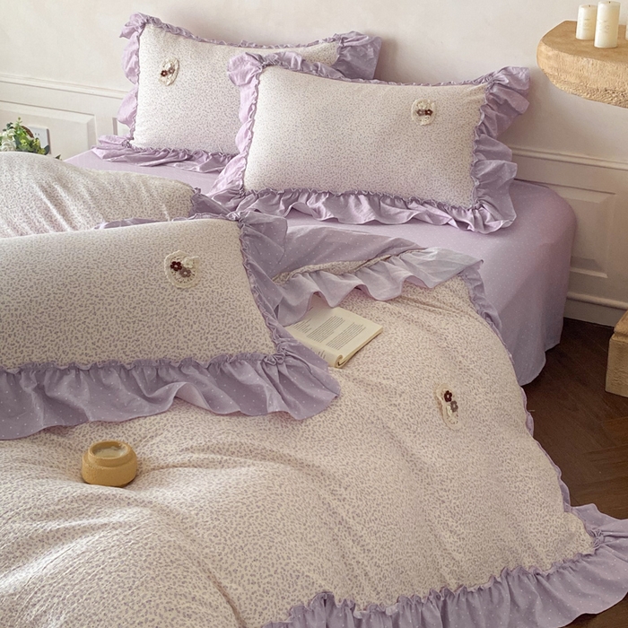 91家纺网 家纺一手货源 找家纺 （总）梦舒羽2025新款波点花边四件套-宁静花园