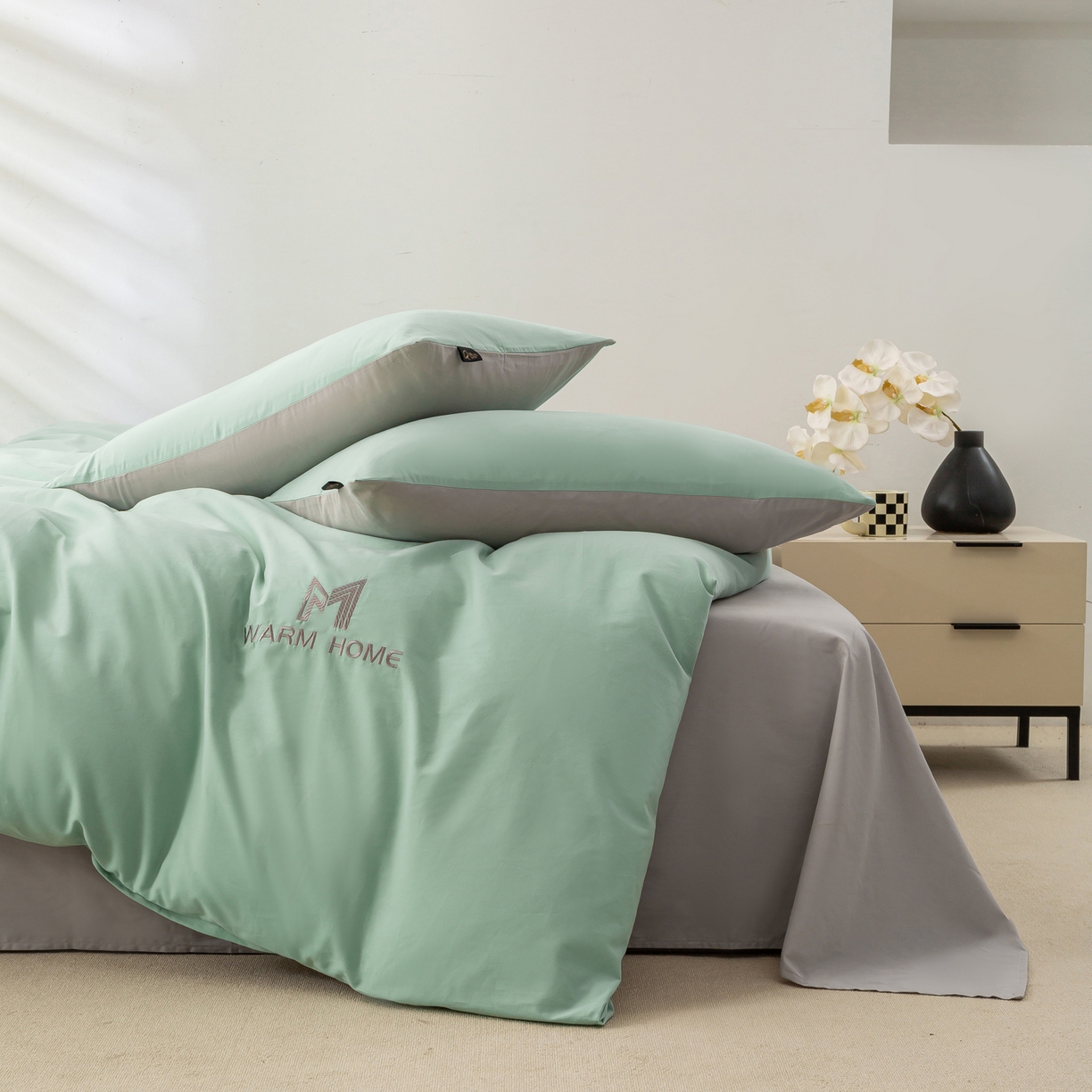 91家纺网 家纺一手货源 找家纺 （总）憨豆家纺 2025新款秋冬全棉加厚磨毛四件套纯棉床单被套床笠纯色三件套（提供买家秀）