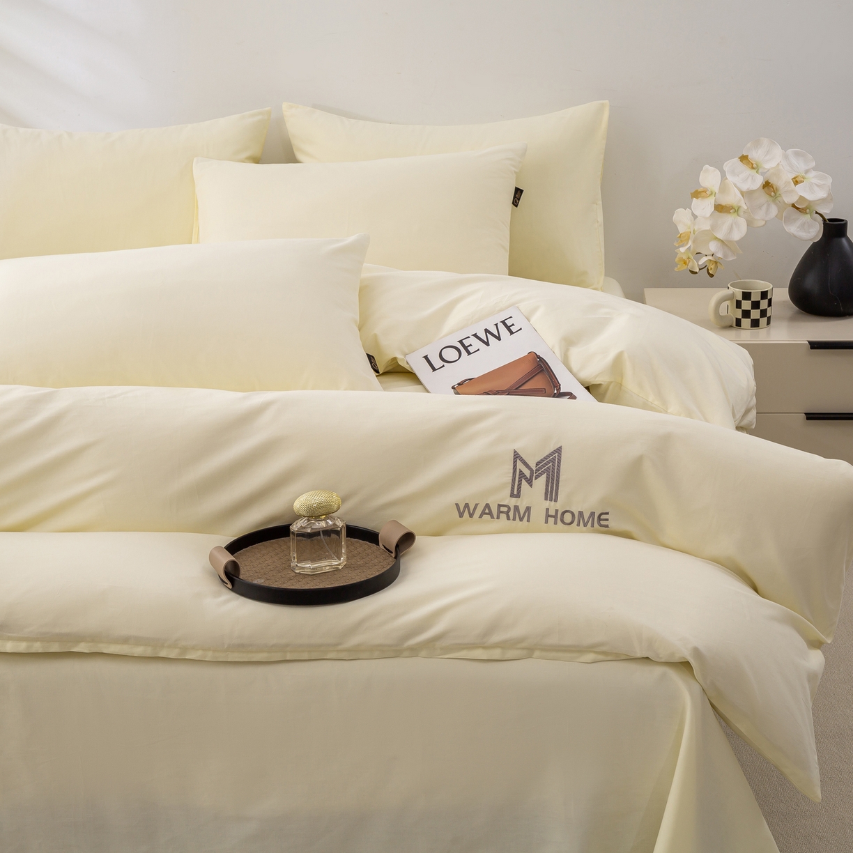 91家纺网 家纺一手货源 找家纺 憨豆家纺 2025新款秋冬全棉加厚磨毛四件套纯棉床单被套床笠纯色三件套（提供买家秀） 梦境--香芋奶昔