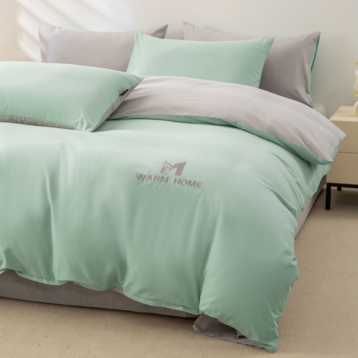 91家纺网 家纺一手货源 找家纺 （总）憨豆家纺 2025新款秋冬全棉加厚磨毛四件套纯棉床单被套床笠纯色三件套（提供买家秀）