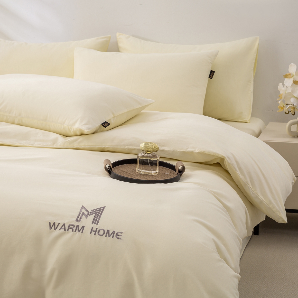 91家纺网 家纺一手货源 找家纺 憨豆家纺 2025新款秋冬全棉加厚磨毛四件套纯棉床单被套床笠纯色三件套（提供买家秀） 梦境--香芋奶昔