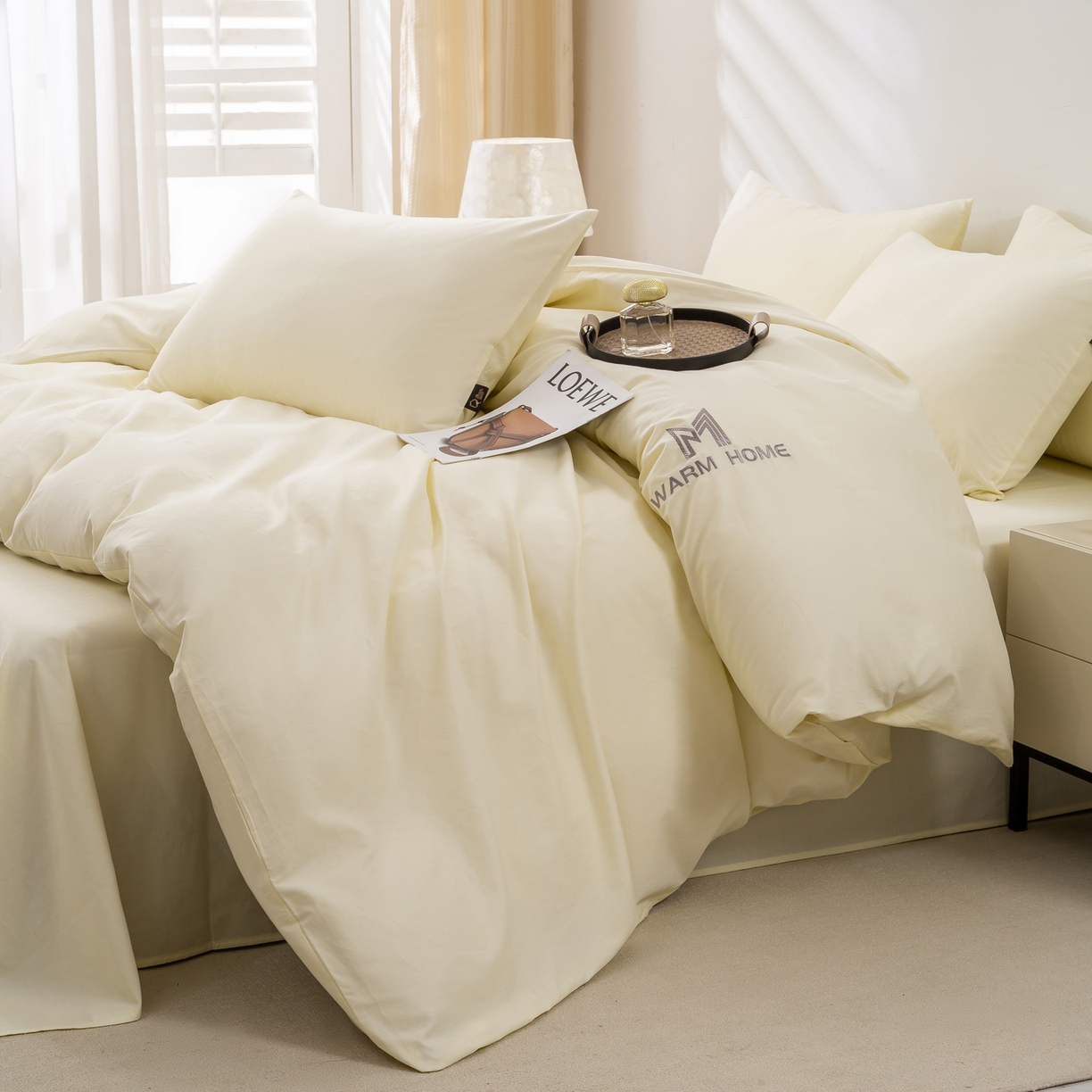 91家纺网 家纺一手货源 找家纺 憨豆家纺 2025新款秋冬全棉加厚磨毛四件套纯棉床单被套床笠纯色三件套（提供买家秀） 梦境--香芋奶昔