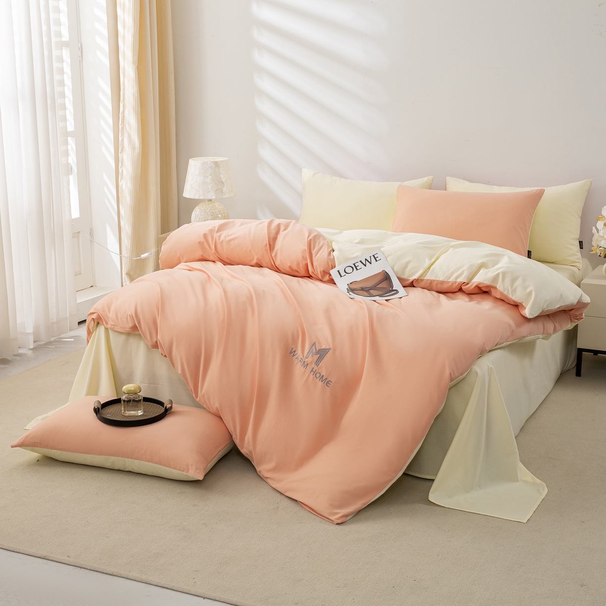 91家纺网 家纺一手货源 找家纺 憨豆家纺 2025新款秋冬全棉加厚磨毛四件套纯棉床单被套床笠纯色三件套（提供买家秀） 梦境--皓月蔷薇