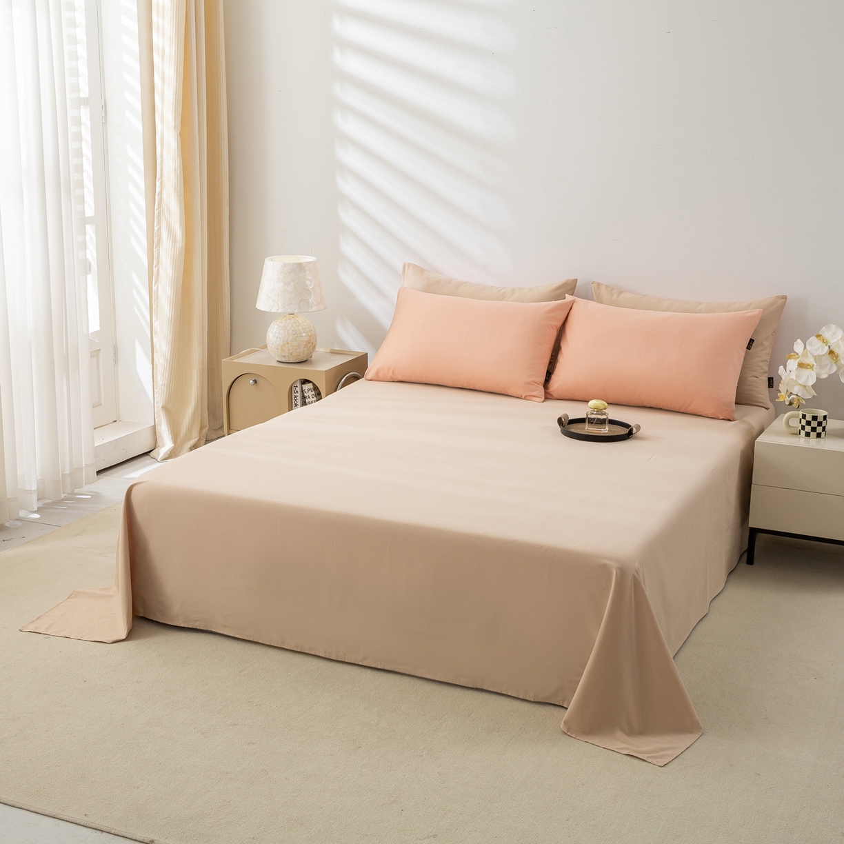 91家纺网 家纺一手货源 找家纺 憨豆家纺 2025新款秋冬全棉加厚磨毛四件套纯棉床单被套床笠纯色三件套（提供买家秀） 梦境--杏子蔷薇