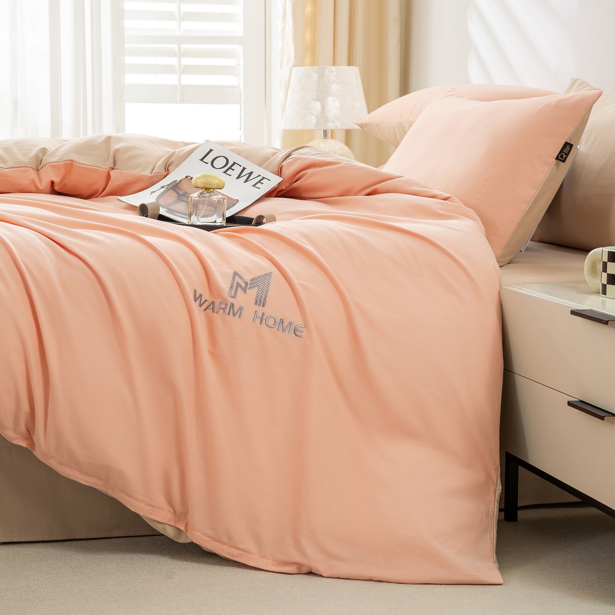 91家纺网 家纺一手货源 找家纺 憨豆家纺 2025新款秋冬全棉加厚磨毛四件套纯棉床单被套床笠纯色三件套（提供买家秀） 梦境--杏子蔷薇