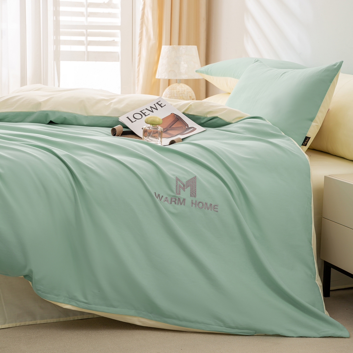 91家纺网 家纺一手货源 找家纺 憨豆家纺 2026新款秋冬全棉加厚磨毛四件套纯棉床单被套床笠纯色三件套（提供买家秀） 梦境--香草奶白