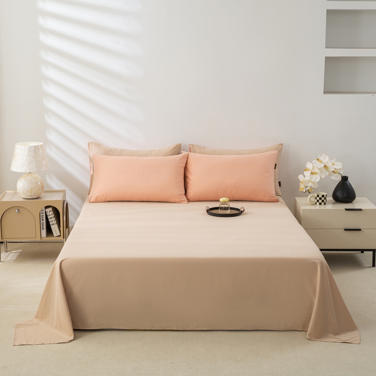 91家纺网 家纺一手货源 找家纺 憨豆家纺 2025新款秋冬全棉加厚磨毛四件套纯棉床单被套床笠纯色三件套（提供买家秀） 梦境--杏子蔷薇