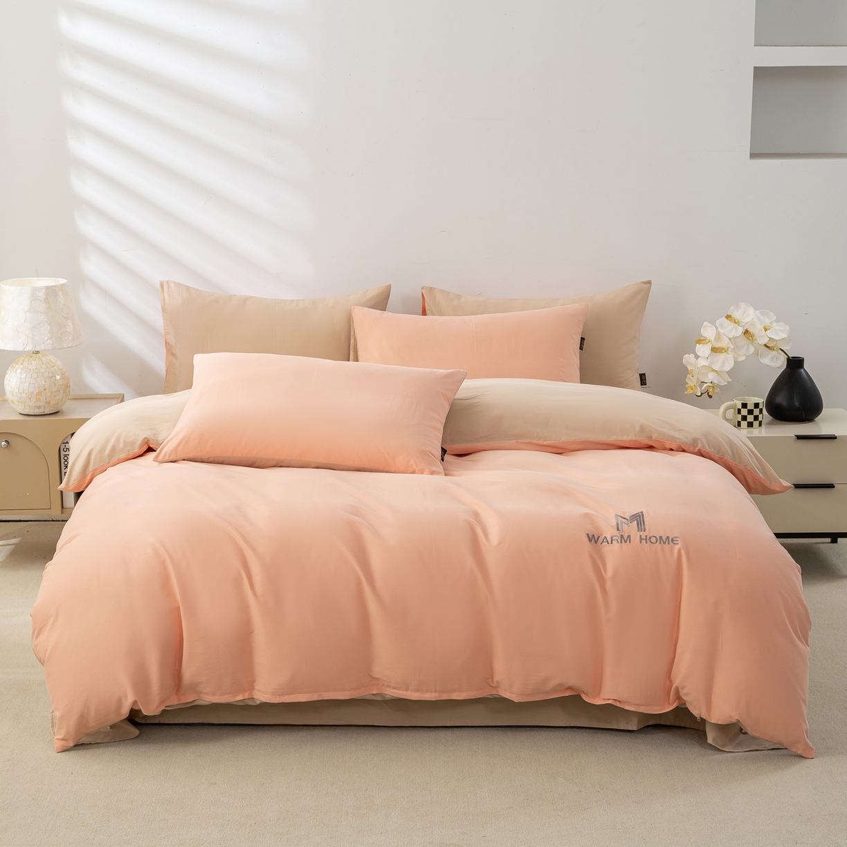 91家纺网 家纺一手货源 找家纺 憨豆家纺 2025新款秋冬全棉加厚磨毛四件套纯棉床单被套床笠纯色三件套（提供买家秀） 梦境--杏子蔷薇