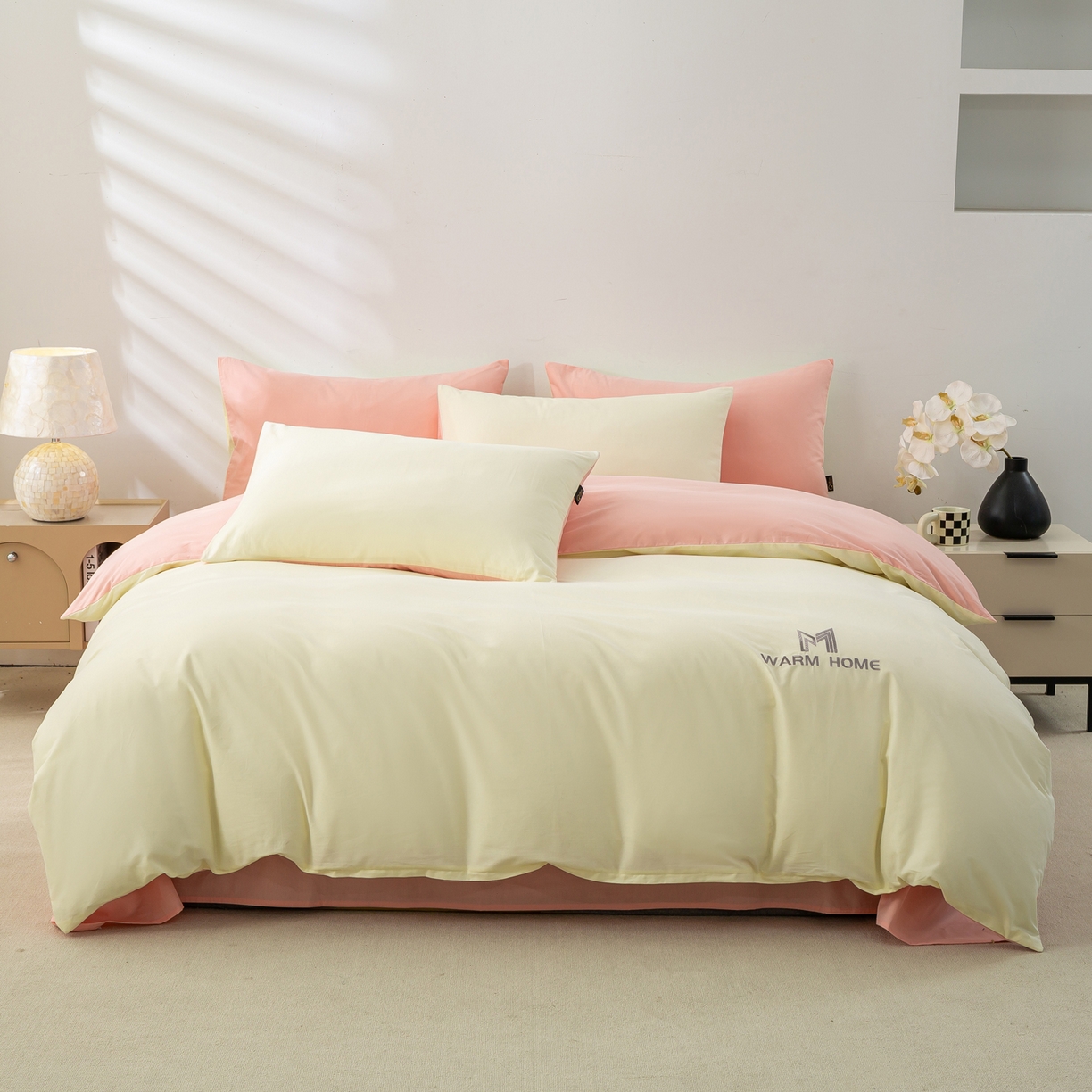 91家纺网 家纺一手货源 找家纺 憨豆家纺 2026新款秋冬全棉加厚磨毛四件套纯棉床单被套床笠纯色三件套（提供买家秀） 梦境--康乃馨粉