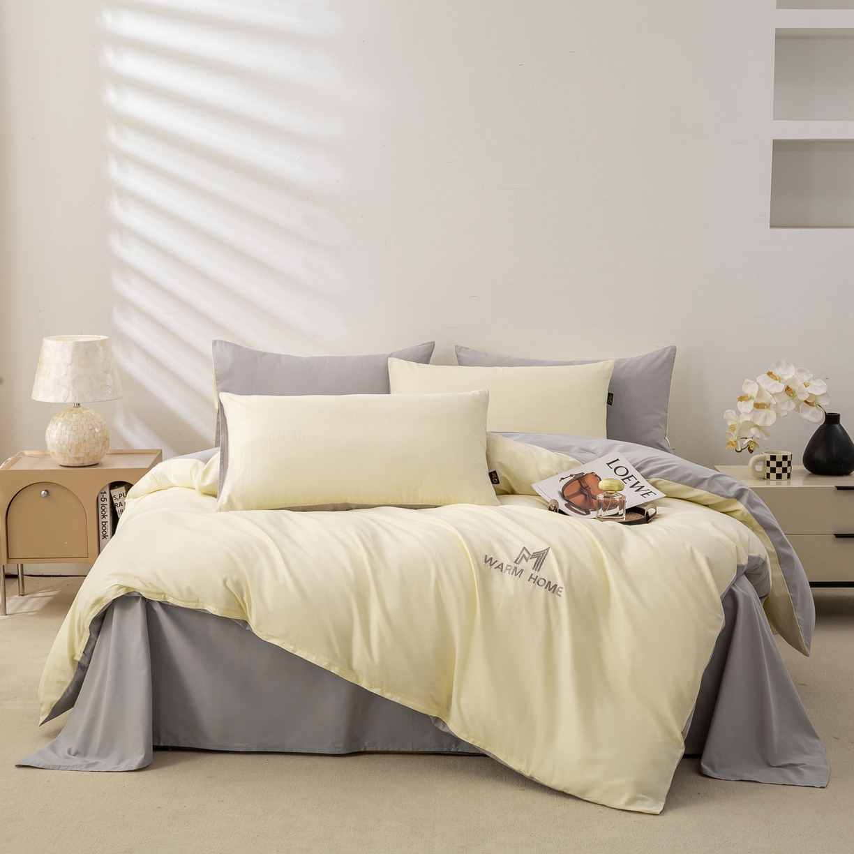 91家纺网 家纺一手货源 找家纺 憨豆家纺 2026新款秋冬全棉加厚磨毛四件套纯棉床单被套床笠纯色三件套（提供买家秀） 梦境--奶昔雾灰