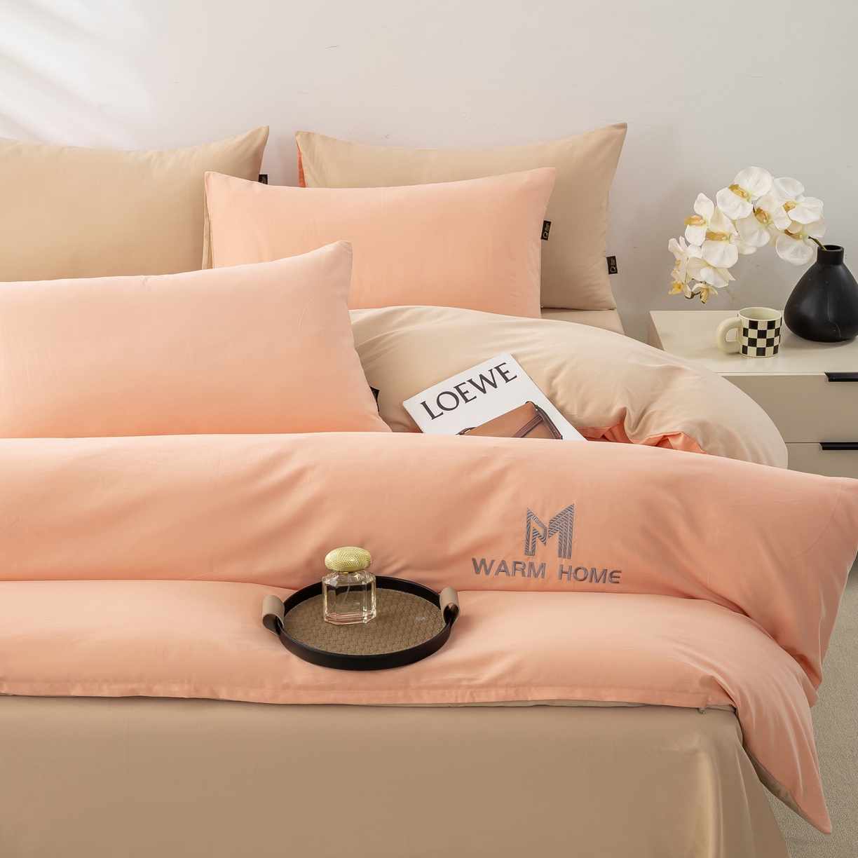 91家纺网 家纺一手货源 找家纺 憨豆家纺 2025新款秋冬全棉加厚磨毛四件套纯棉床单被套床笠纯色三件套（提供买家秀） 梦境--杏子蔷薇