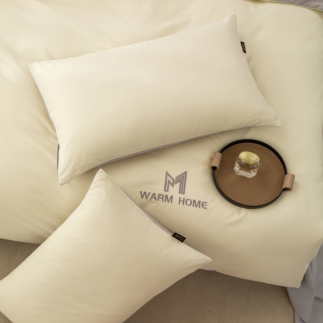 91家纺网 家纺一手货源 找家纺 憨豆家纺 2026新款秋冬全棉加厚磨毛四件套纯棉床单被套床笠纯色三件套（提供买家秀） 梦境--奶昔雾灰