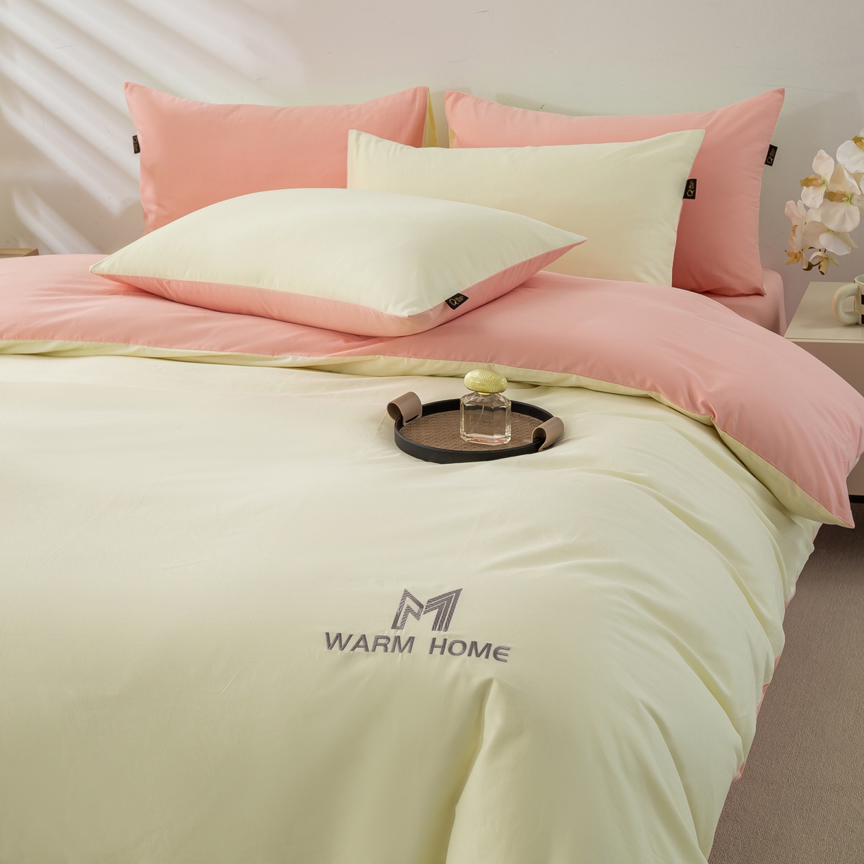 91家纺网 家纺一手货源 找家纺 憨豆家纺 2026新款秋冬全棉加厚磨毛四件套纯棉床单被套床笠纯色三件套（提供买家秀） 梦境--康乃馨粉