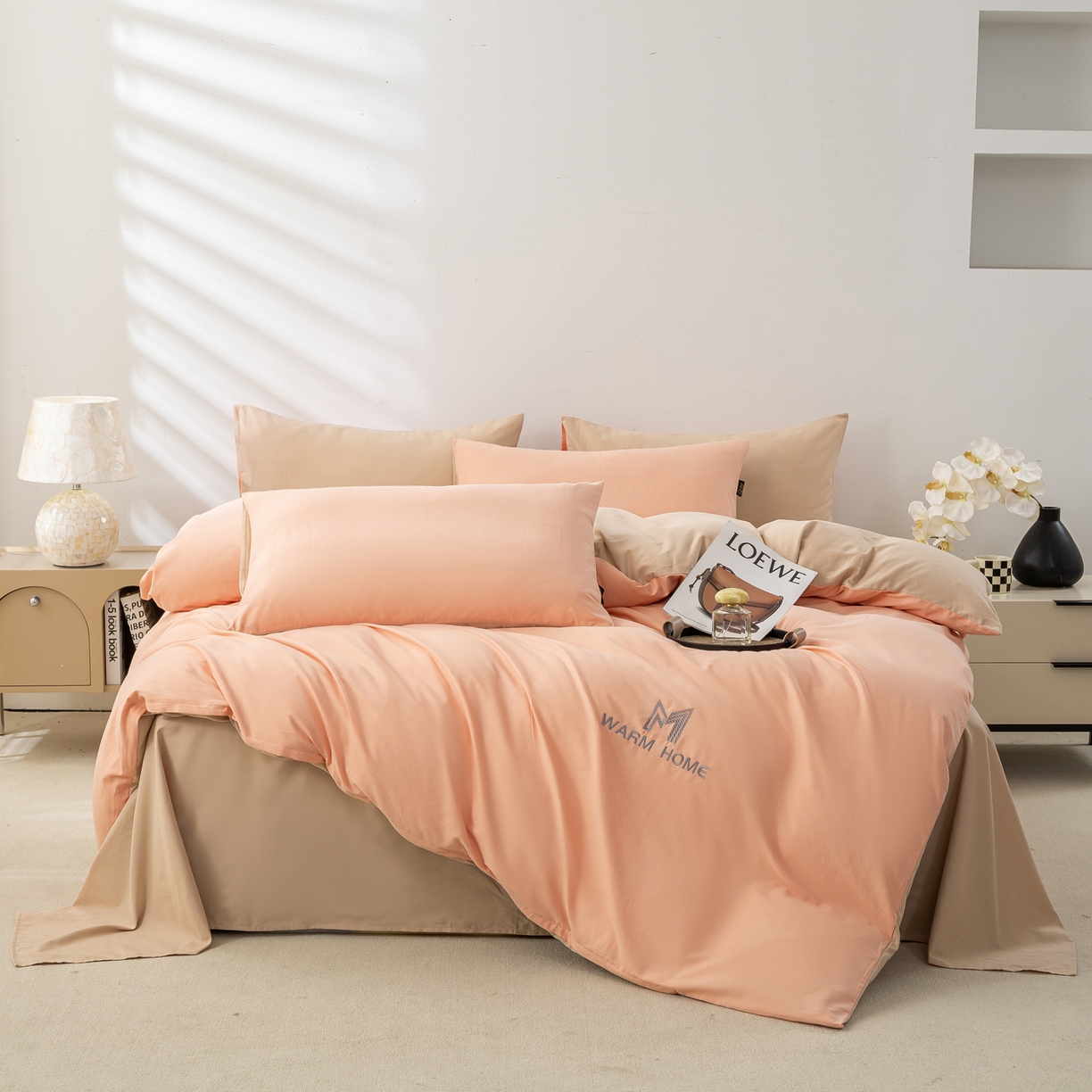 91家纺网 家纺一手货源 找家纺 憨豆家纺 2025新款秋冬全棉加厚磨毛四件套纯棉床单被套床笠纯色三件套（提供买家秀） 梦境--杏子蔷薇