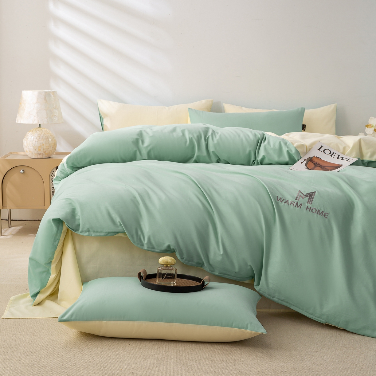 91家纺网 家纺一手货源 找家纺 憨豆家纺 2026新款秋冬全棉加厚磨毛四件套纯棉床单被套床笠纯色三件套（提供买家秀） 梦境--香草奶白