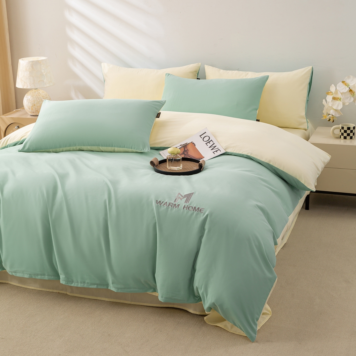 91家纺网 家纺一手货源 找家纺 憨豆家纺 2026新款秋冬全棉加厚磨毛四件套纯棉床单被套床笠纯色三件套（提供买家秀） 梦境--香草奶白