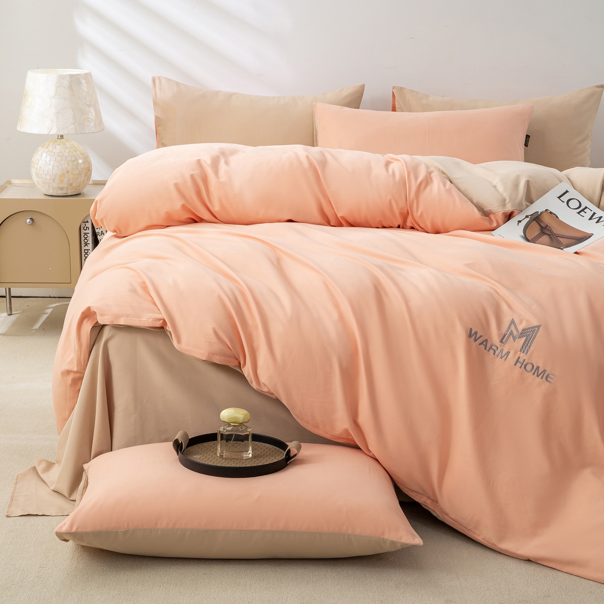 91家纺网 家纺一手货源 找家纺 憨豆家纺 2025新款秋冬全棉加厚磨毛四件套纯棉床单被套床笠纯色三件套（提供买家秀） 梦境--杏子蔷薇