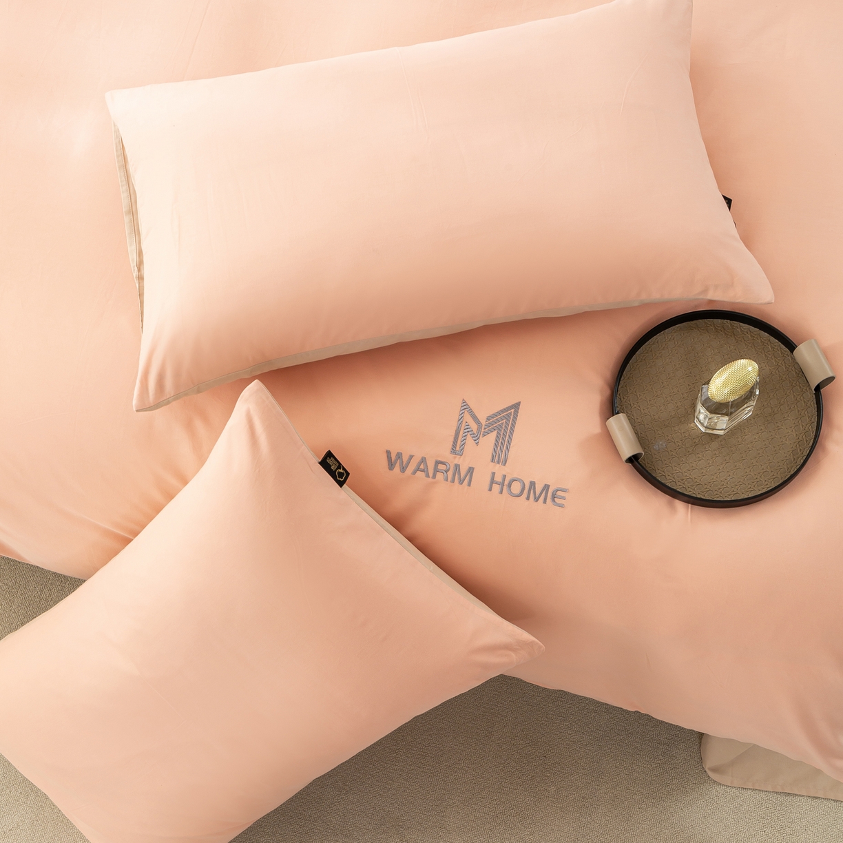 91家纺网 家纺一手货源 找家纺 憨豆家纺 2025新款秋冬全棉加厚磨毛四件套纯棉床单被套床笠纯色三件套（提供买家秀） 梦境--杏子蔷薇