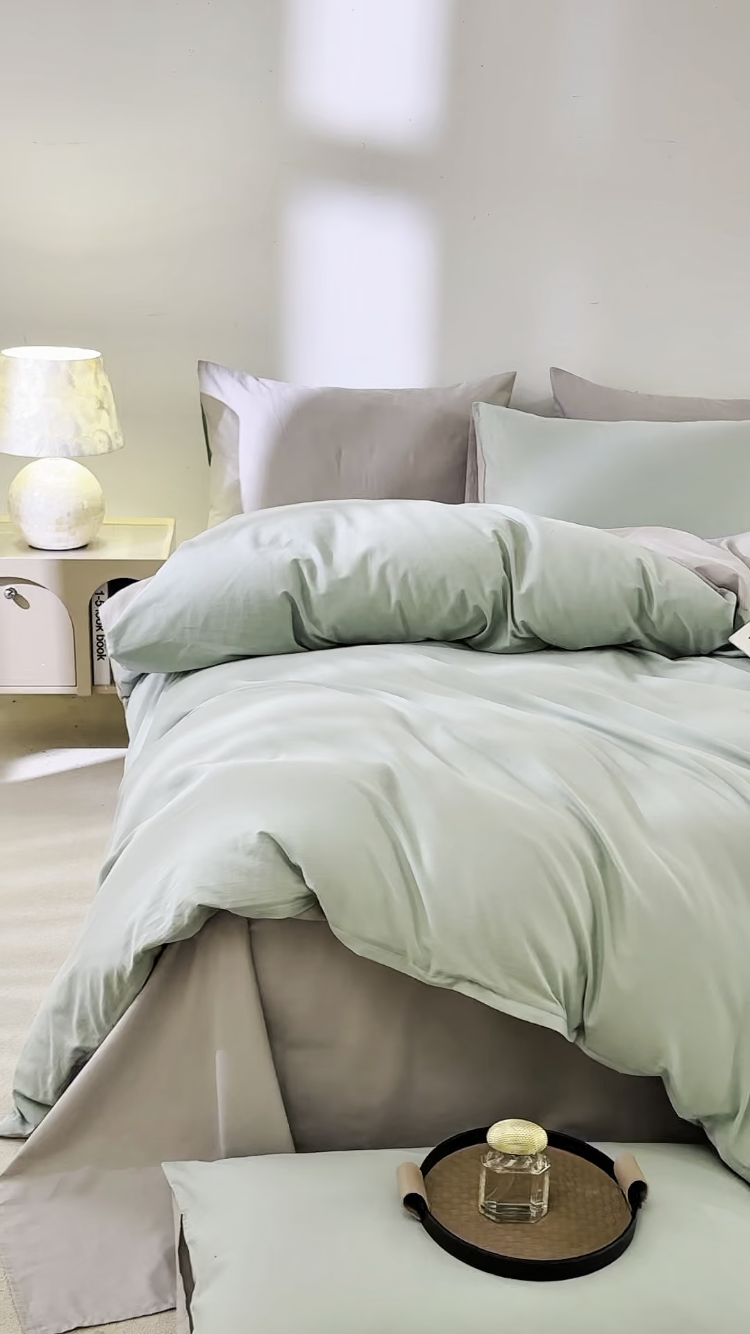 91家纺网 家纺一手货源 找家纺 憨豆家纺 2026新款秋冬全棉加厚磨毛四件套纯棉床单被套床笠纯色三件套（提供买家秀） 梦境--香草银灰