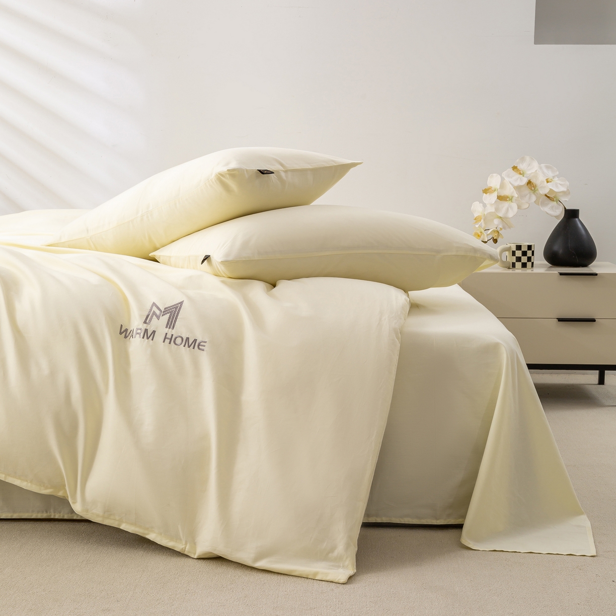 91家纺网 家纺一手货源 找家纺 沃尔居 2025新款秋冬全棉加厚磨毛四件套纯棉床单被套床笠纯色三件套（提供买家秀） 梦境--香芋奶昔