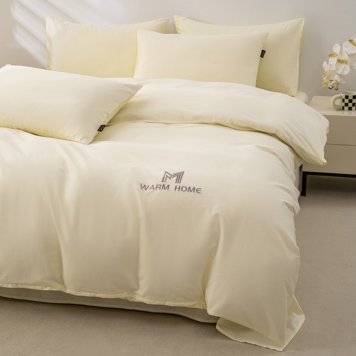 91家纺网 家纺一手货源 找家纺 沃尔居 2025新款秋冬全棉加厚磨毛四件套纯棉床单被套床笠纯色三件套（提供买家秀） 梦境--香芋奶昔