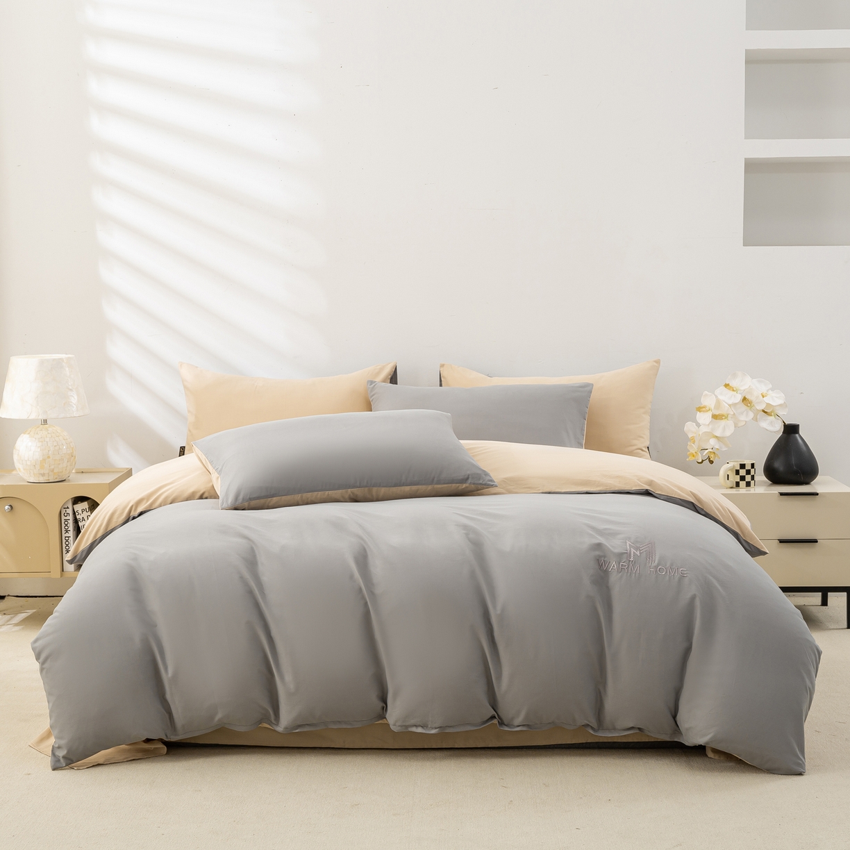 91家纺网 家纺一手货源 找家纺 沃尔居 2025新款秋冬全棉加厚磨毛四件套纯棉床单被套床笠纯色三件套（提供买家秀） 梦境--暖灰棕色