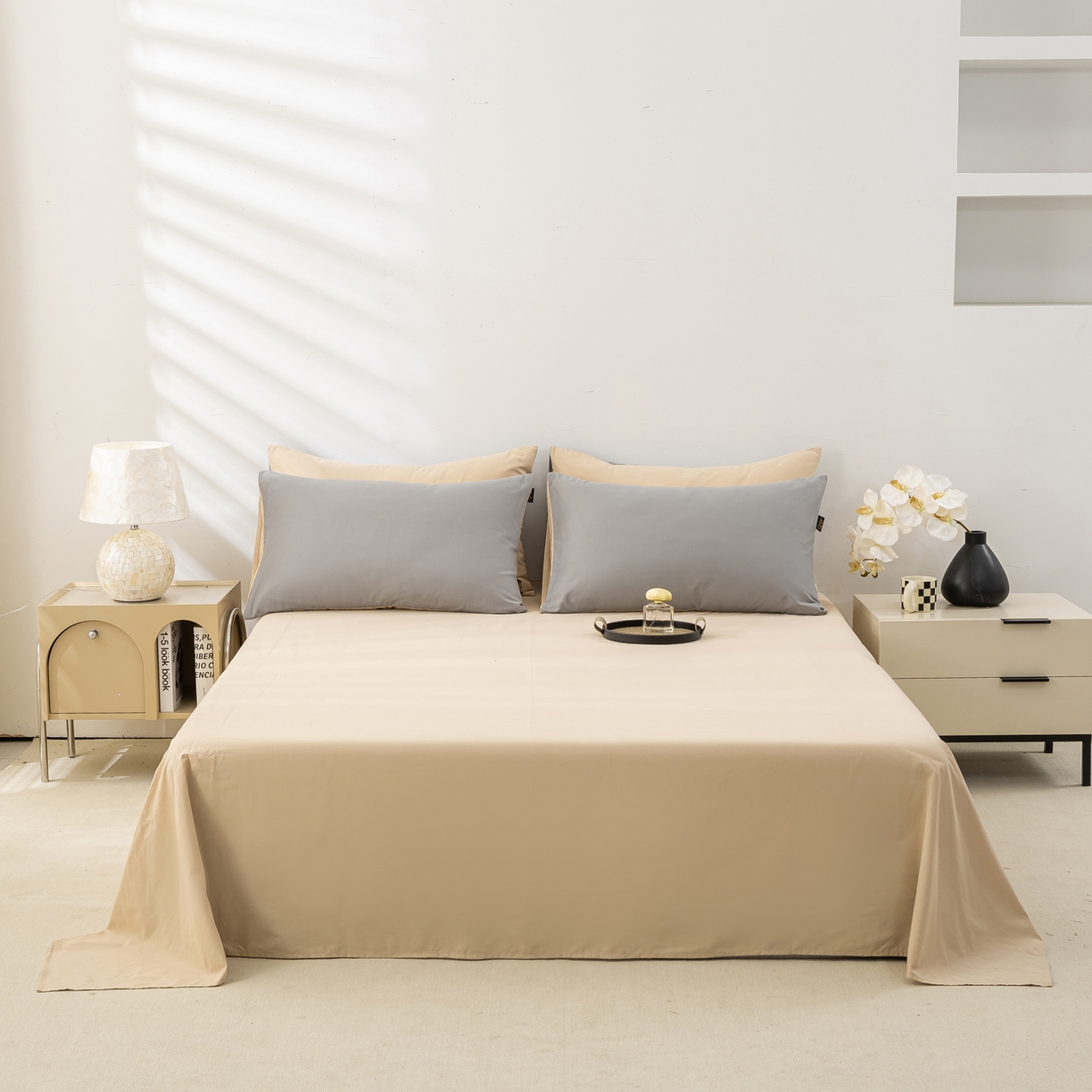 91家纺网 家纺一手货源 找家纺 沃尔居 2025新款秋冬全棉加厚磨毛四件套纯棉床单被套床笠纯色三件套（提供买家秀） 梦境--暖灰棕色