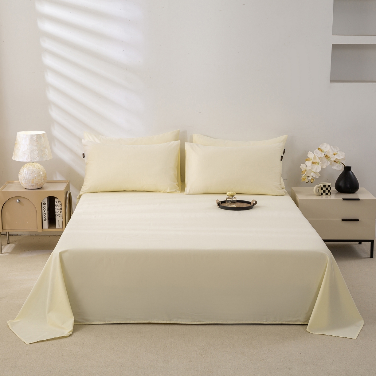 91家纺网 家纺一手货源 找家纺 沃尔居 2025新款秋冬全棉加厚磨毛四件套纯棉床单被套床笠纯色三件套（提供买家秀） 梦境--香芋奶昔