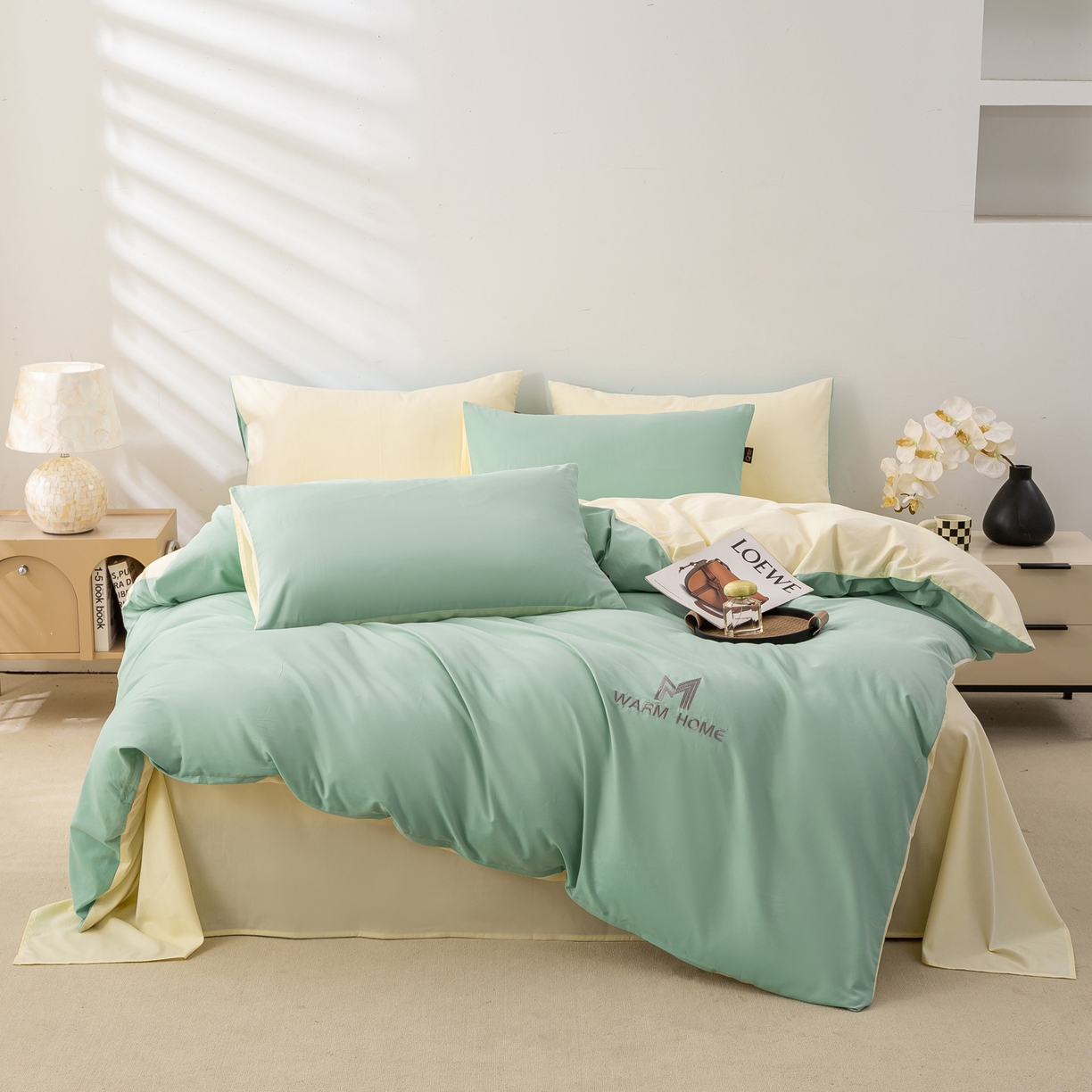 91家纺网 家纺一手货源 找家纺 沃尔居 2025新款秋冬全棉加厚磨毛四件套纯棉床单被套床笠纯色三件套（提供买家秀） 梦境--香草奶白