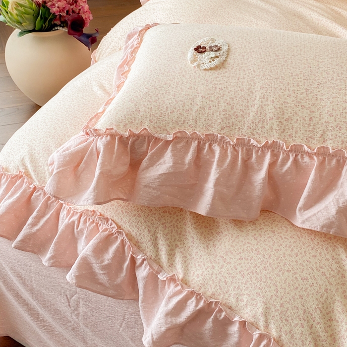 91家纺网 家纺一手货源 找家纺 梦舒羽2025新款波点花边四件套-宁静花园 宁静花园-魅力粉