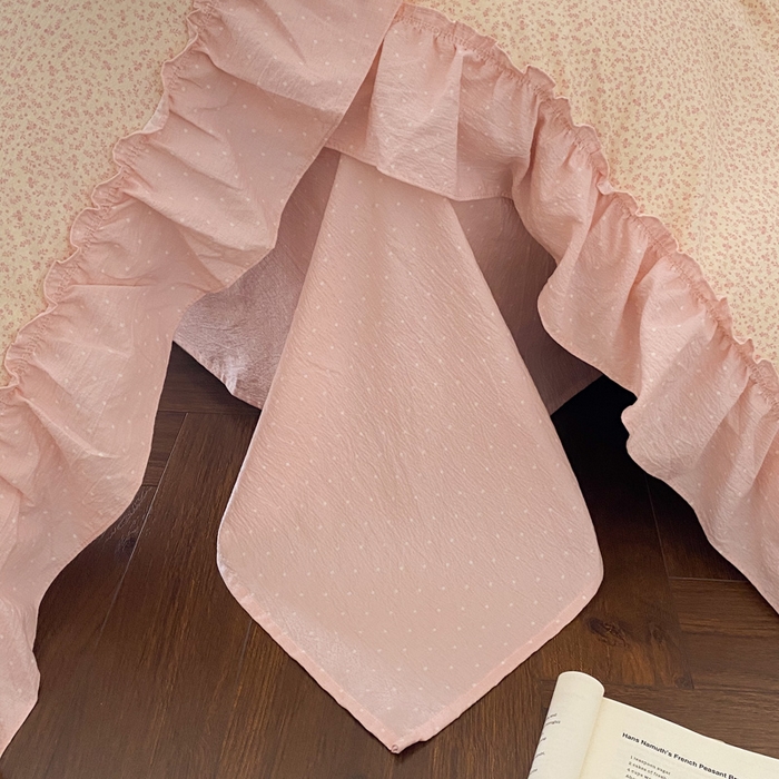 91家纺网 家纺一手货源 找家纺 梦舒羽2025新款波点花边四件套-宁静花园 宁静花园-魅力粉