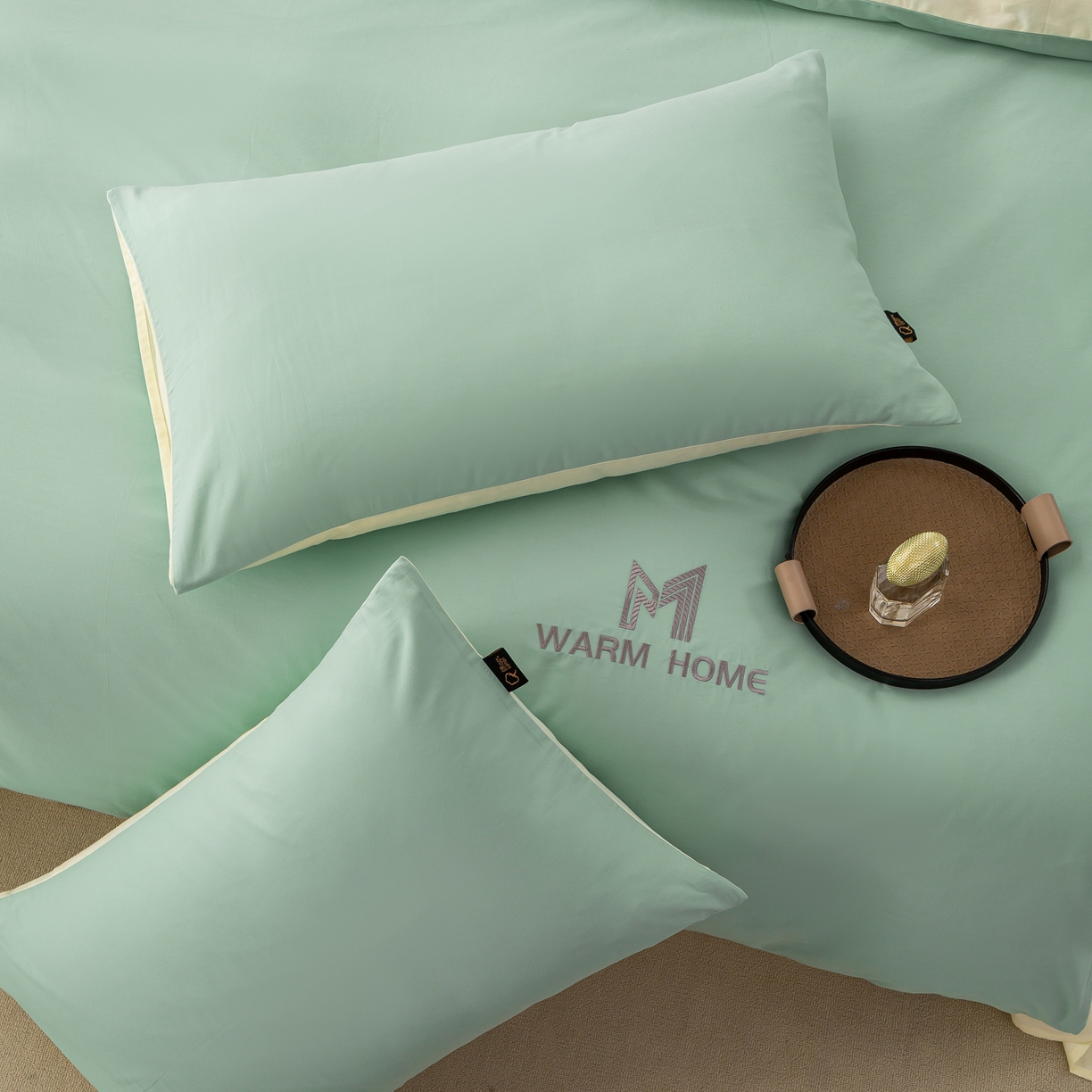 91家纺网 家纺一手货源 找家纺 沃尔居 2025新款秋冬全棉加厚磨毛四件套纯棉床单被套床笠纯色三件套（提供买家秀） 梦境--香草奶白