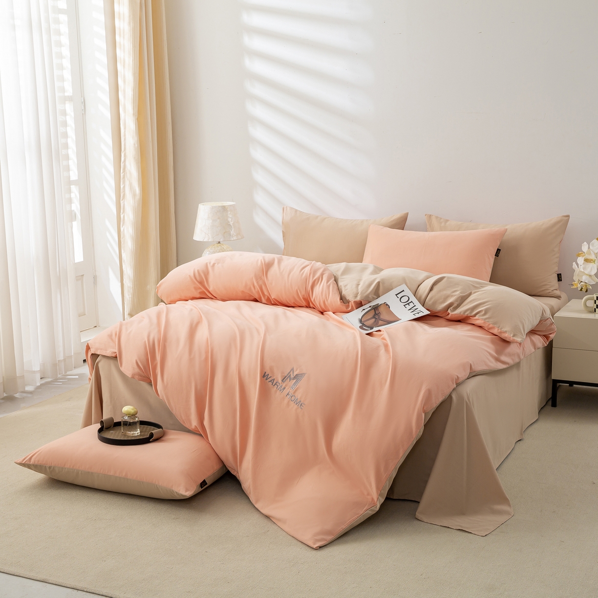 91家纺网 家纺一手货源 找家纺 沃尔居 2025新款秋冬全棉加厚磨毛四件套纯棉床单被套床笠纯色三件套（提供买家秀） 梦境--杏子蔷薇