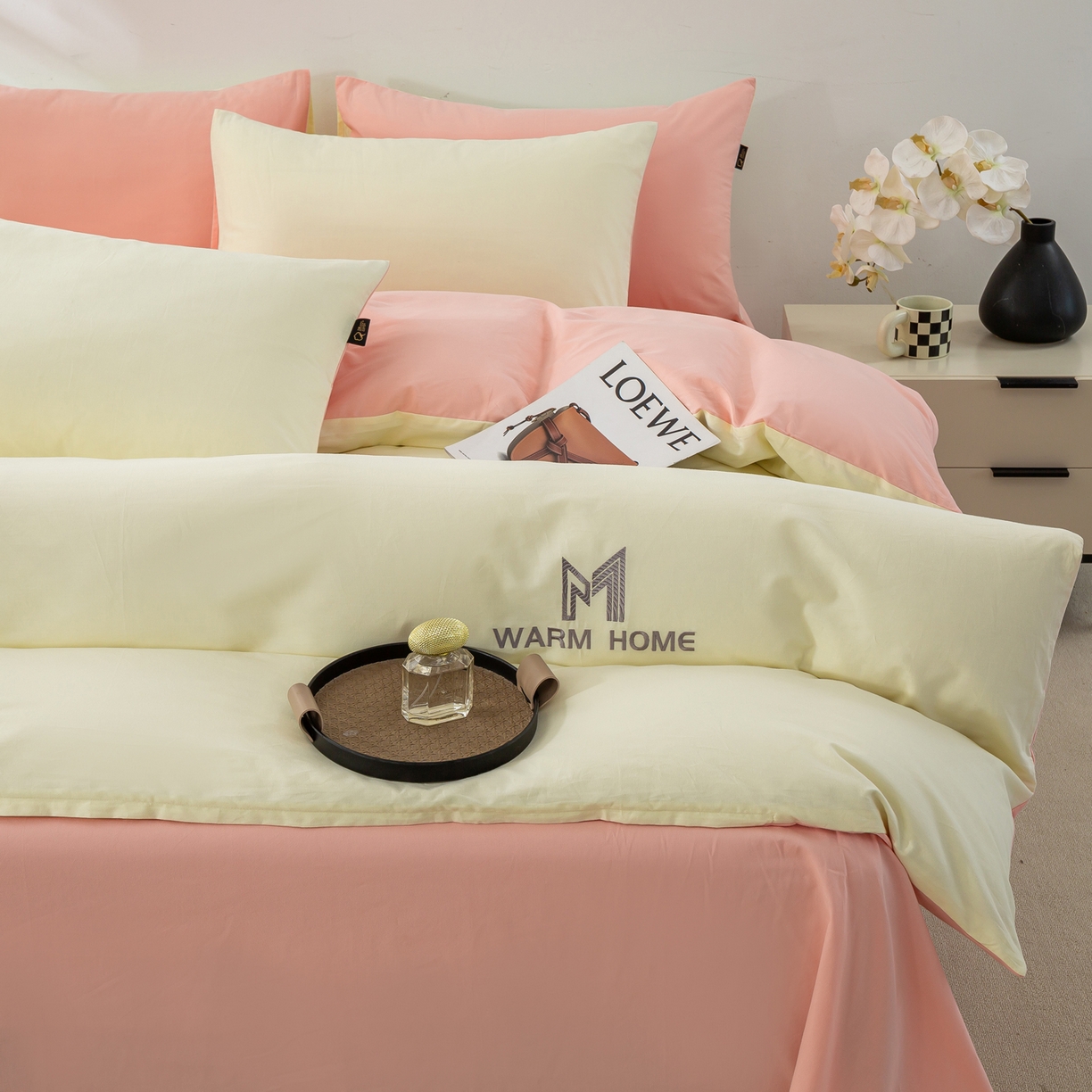 91家纺网 家纺一手货源 找家纺 沃尔居 2025新款秋冬全棉加厚磨毛四件套纯棉床单被套床笠纯色三件套（提供买家秀） 梦境--康乃馨粉